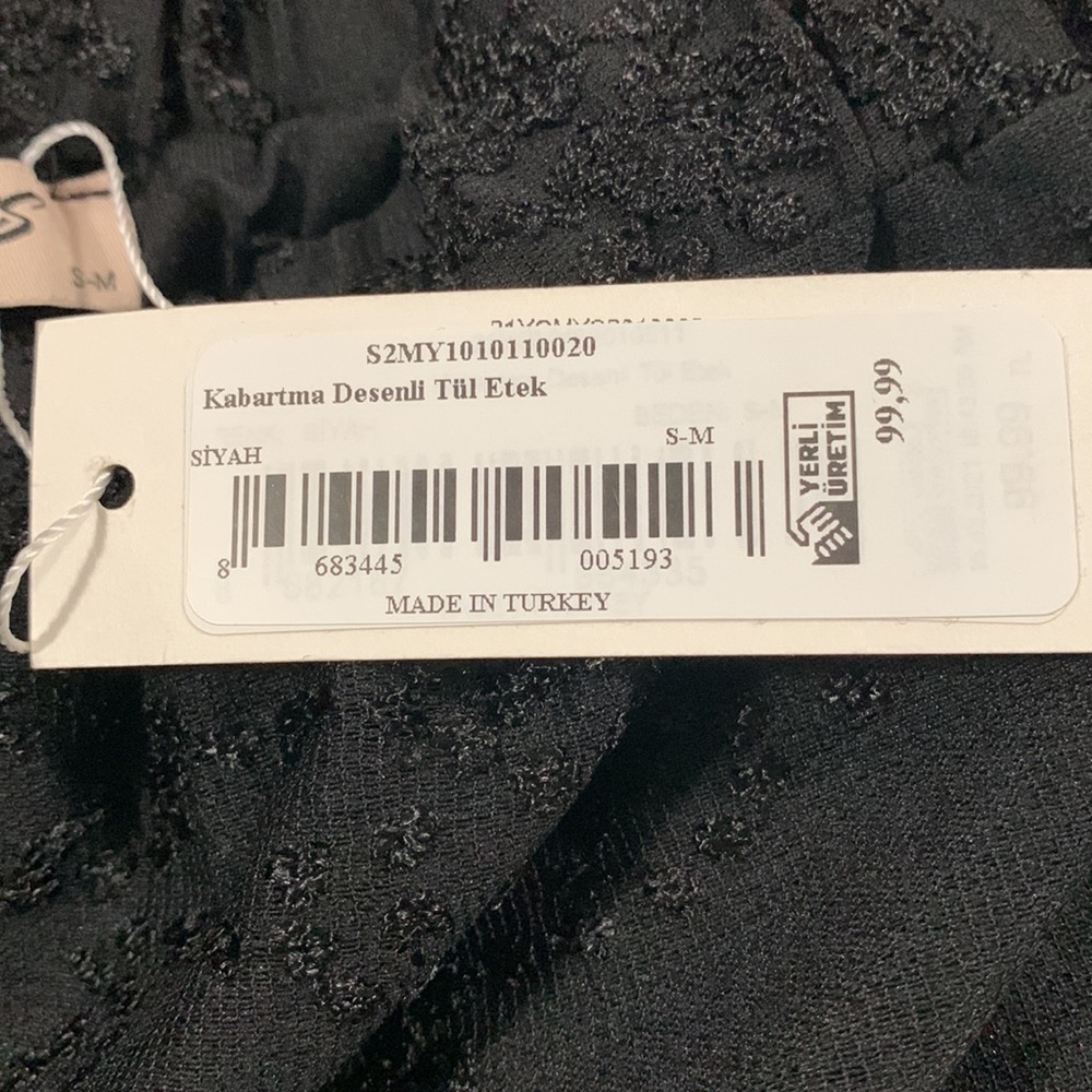 Meys Black lined skirt with embroidery, made in Turkey, Sz S-M see measurements - Picture 5 of 5